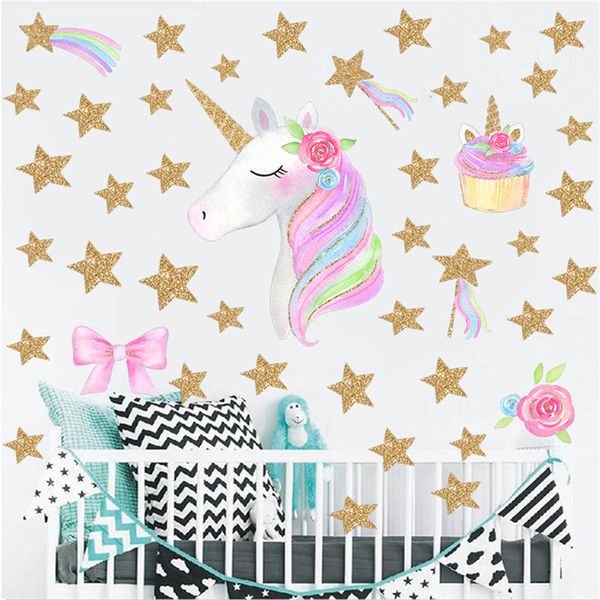 

colorful cartoon unicorn star wall stickers for kids rooms girls rooms bedroom nursery decor animal stickers on the wall decals