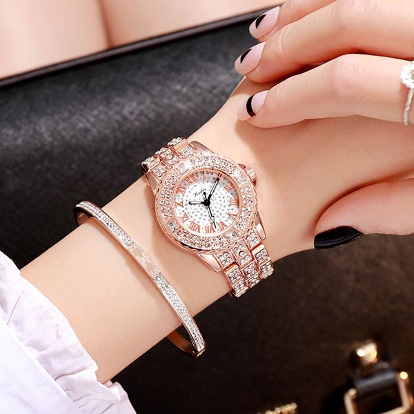 

women's quartz star steel belt rhinestone women's student quartz watch high-end alloy watch, Blue