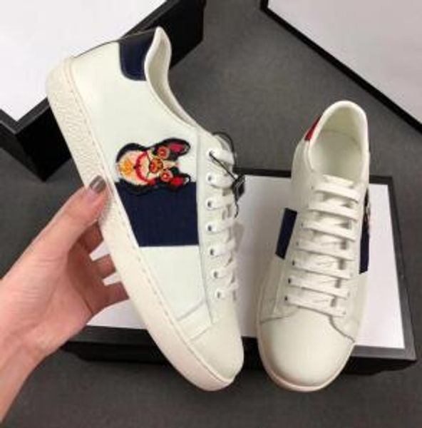 

wholesale designer casual shoes mens women classic trainers python tiger bee flower embroidered love sneakers with box s01, Black