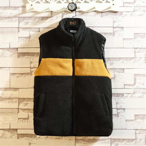 

men stripe short outerwear pocket loose stand vest coat m-5xl plus size keep warm waistcoat vest coat chalecos para mujer, Black;white