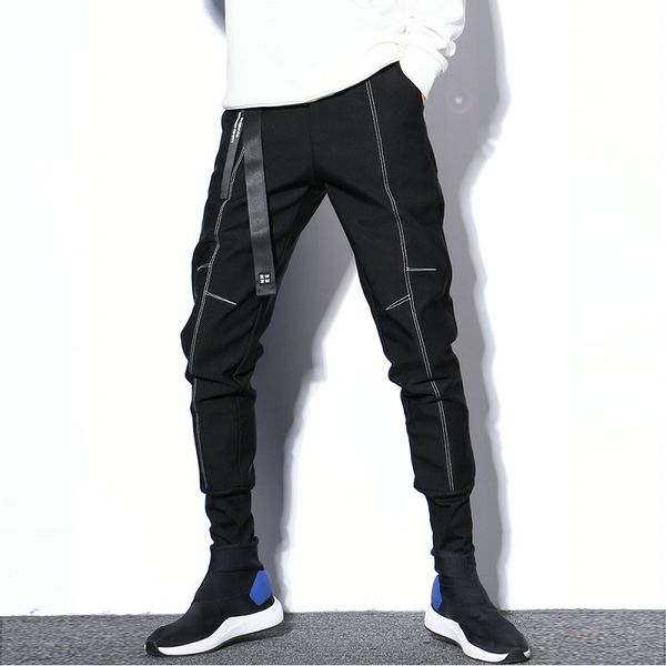 

MarchWind Brand Designer Streetwear Casual Slim Fit Harem Joggers Men Black Hip Hop Man Sweatpants Fashion Ribbons Mens Pencil Pants