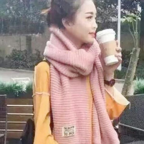 

autumn and winter scarf women korean version of knitting acrylic small label scarf neck lovers pure color scarf wholesale, Blue;gray