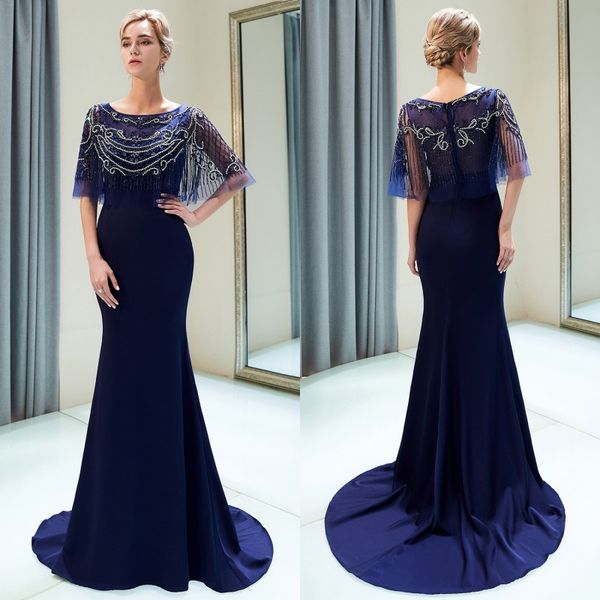 

2019 new gorgerous crystals beaded evening dresses a-line elegant capped long formal mother dresses prom gownscps1159, Black;red
