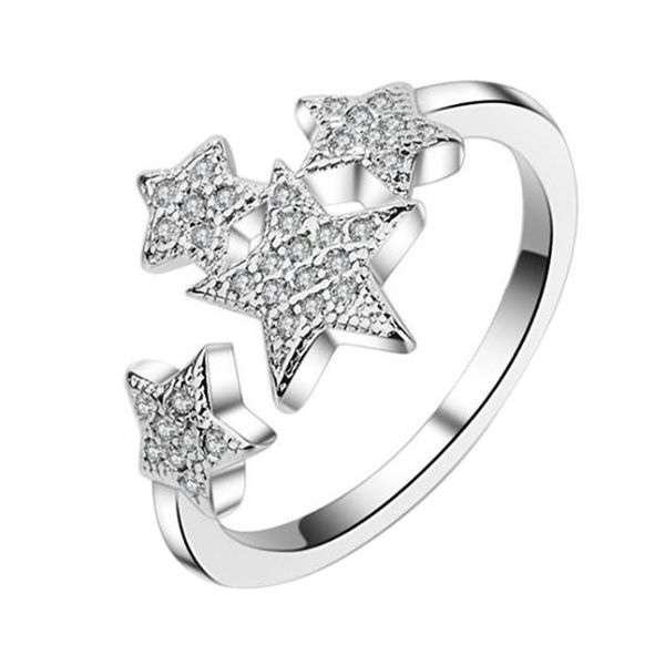 

elegant star ring crystal open rings wedding party jewelry for women girls-it can be adjustable, Golden;silver