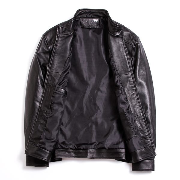 

genuine mens 2020 real jacket men sheepskin coat spring autumn plus size leather coats l-c-2 kj5256, Black