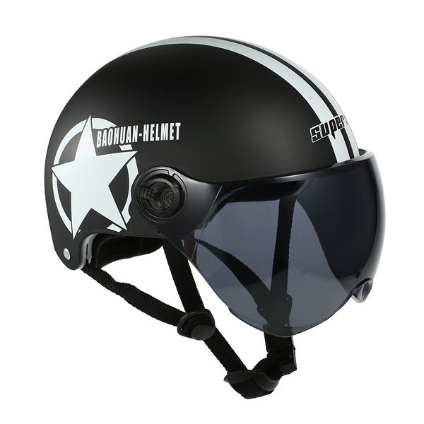 

motorcycle helmet half open face adjustable size protection gear head helmets five-pointed star