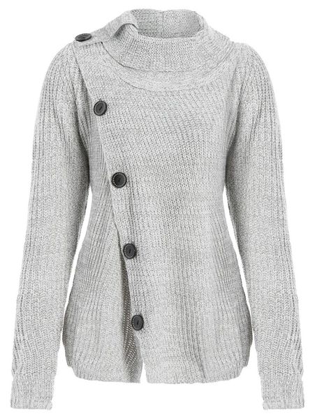 

high neck asymmetrical cardigan, White