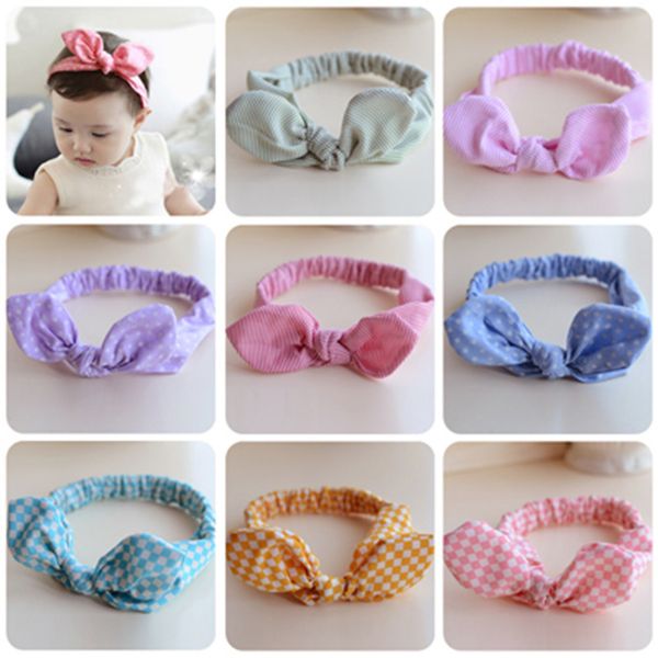 

100pcs/lot diy simple multi signature cotton stripe dots head bands lattice bow headbands hair styling tools accessory ha1599, Brown