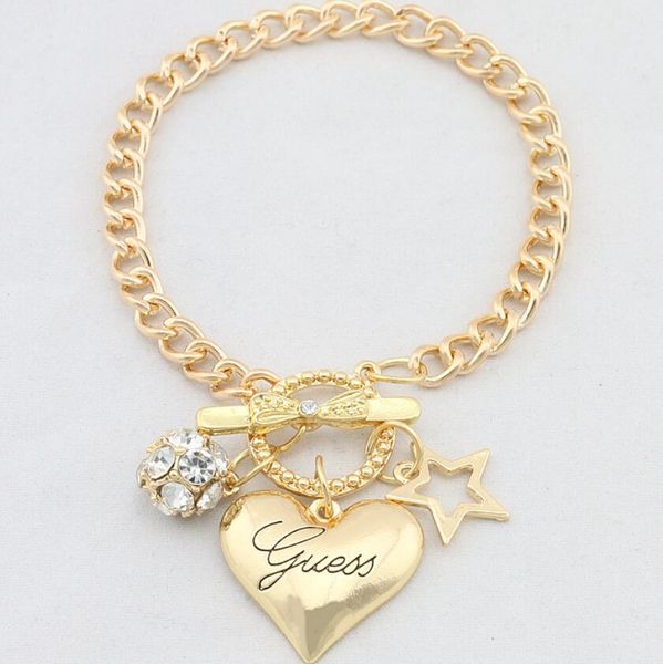 

fashion- jewelry bracelets for women stars heart pendant bracelets link chain fashion of shipping, Black