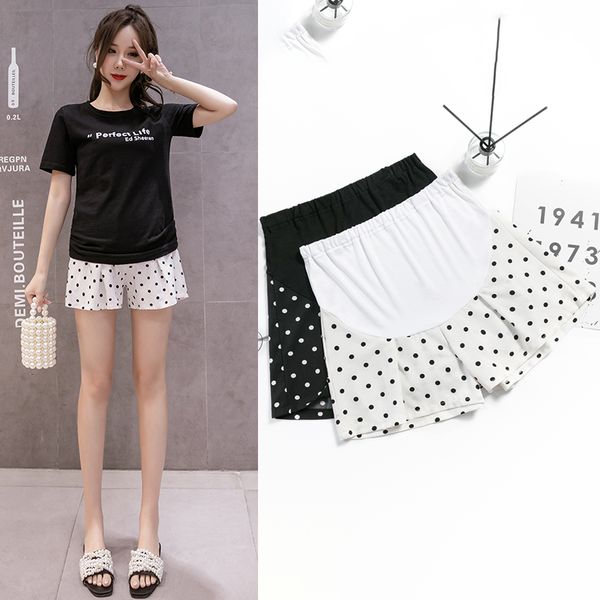 

maternity bottoms shorts capri-pants wave point high waist loose big size summer clothes pants mother wear 6176, White