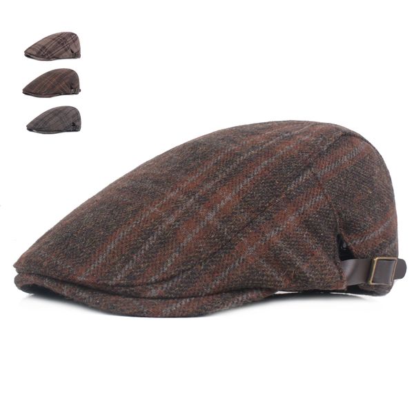 

fashion spring autumn hats for men plaid cotton beret caps gorras planas boinas flat cap adjustable berets casquette, Blue;gray
