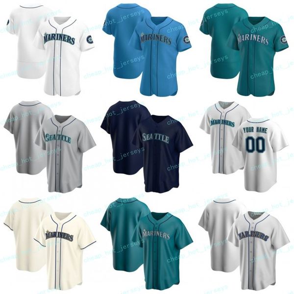 

custom name number 2020 new baseball edgar 11 martinez nelson 23 cruz kyle 15 seager robinson 22 cano dee 9 gordon jerseys men women youth, Blue;black