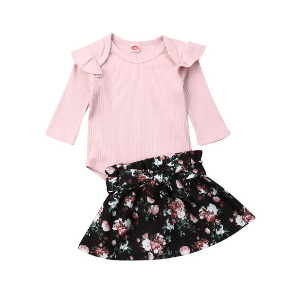 

новорожденные baby girl одежда печать bodysuit tops мини юбка 2pcs наряды одежда рождество набор, Pink;blue