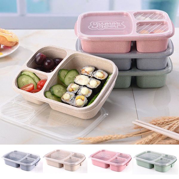 

wheat straw lunch box 3 сетки обед коробки с крышкой microwave food fruit storage box вынимают контейнер еды