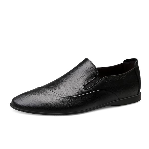 

genuine leather loafers men shoes italian casual mens breathable driving shoes slip on moccasins youqijia, Black