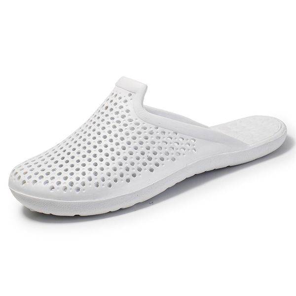 

outdoor indoor breathable slippers mens non-slip flat walking beach hollow out hole shoes light casual home slippers men a40, Black