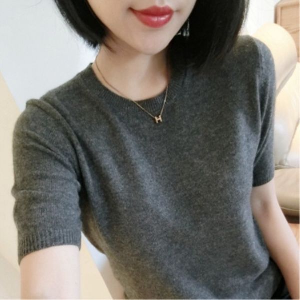 

jech spring autumn women solid big cashmere wool sweater short sleeve o-neck pullovers jumper computer knitted oversize sweaters, White;black