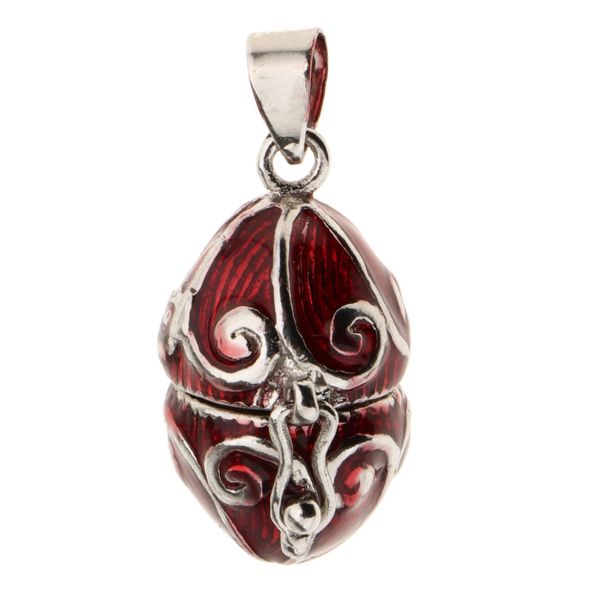 

vintage filigree flower wrapped enamel box urn pendant cremation jewelry, Silver