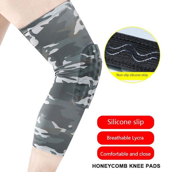 

knee brace knee sleeve collision sports support pad camouflage polyester fiber basketball fitness pad keep warm riding, Black;gray