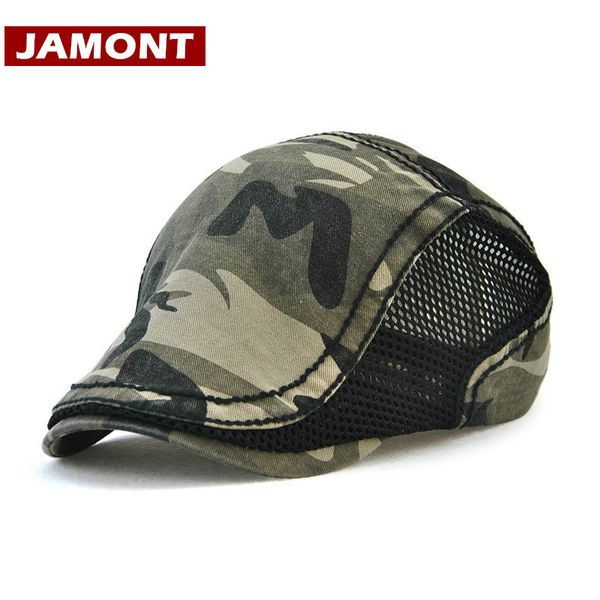 

jamont] spring summer hat women men berets cap mesh hats visors fashion camouflage beret cap casquette, Blue;gray