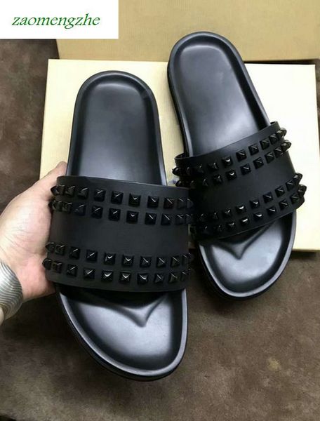 

donna studded red bottom slippers designer willow nails soft bottom rubber slippers men nail shoeswith boxssales new, Black