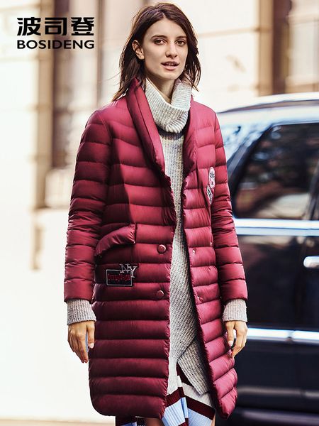 

bosideng new x-long down jacket 90% white duck down coat for women winter long parka fashion lady v-neck b1601052, Black