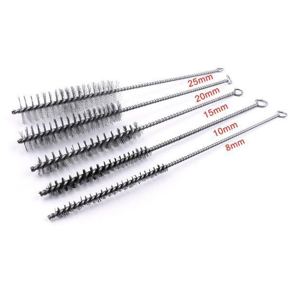 

good quality 4/8pcs 15mm 20mm diameter stainless steel wire brushes set pipe tube cylinder bores cleaning brush clean hand tools