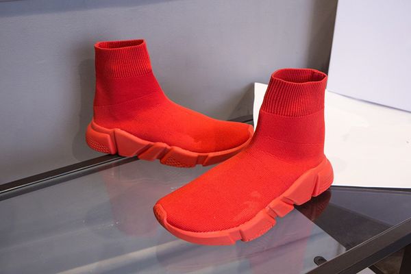 

2019 speed sock red speed trainer casual shoes for men and women shoes speed stretch-knit shoes mid sneakers platform, Black