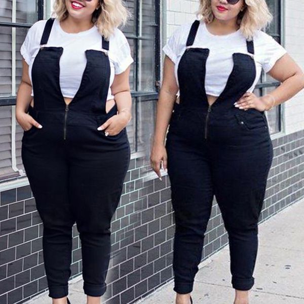 

new ladies pants solid loose casual new fashionable plus size strap black bib pants, Black;white