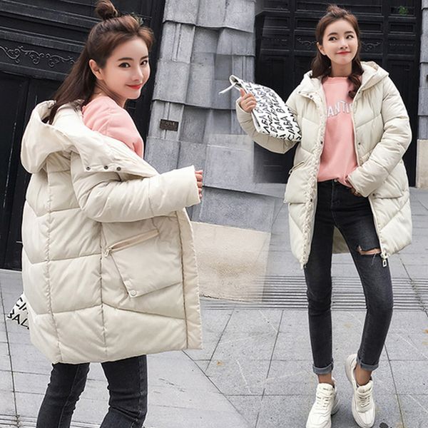 

women winter parka jacket coats hooded ladies coats female parka thick padded lining winter female pink black solid