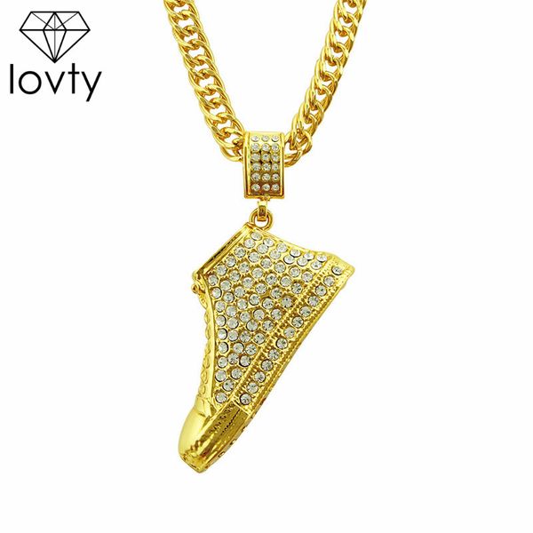 

lovty hip hop shoes shape necklace pendant mens cubic zirconia necklaces fashion creative necklace jewelry, Silver