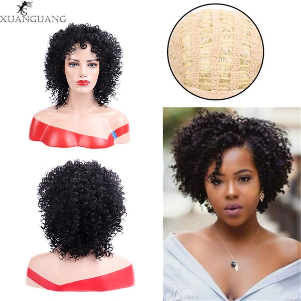 

xuanguang 14inch african hairstyle short curly wig for black women heat resistant synthetic hair wigs