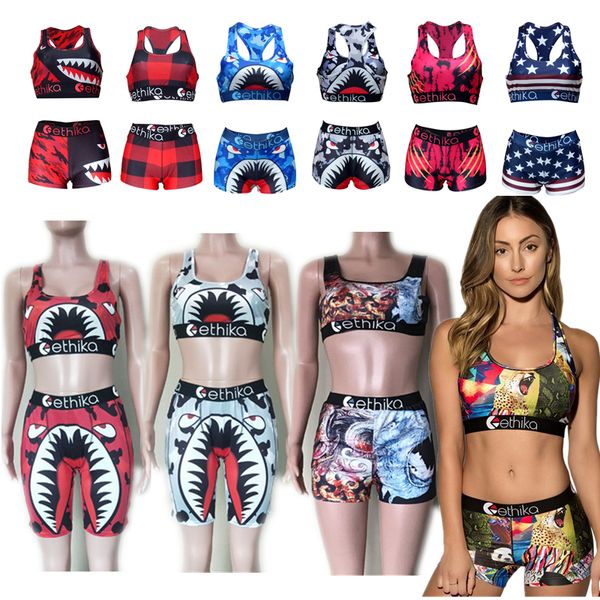 

brand women swimsuit summer suspenders vest + shorts 2 piece set woman crop shorts swimsuit swimwear bikini beach clothes e22908