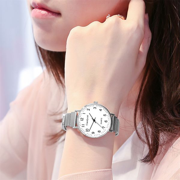 

brand women watch luxury casual clock ladies wrist watches gift women stainless steel lady bracelet watch clock, Slivery;brown
