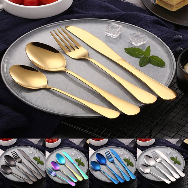 

flatware set 5 style tableware cutlery stainless steel utensils 4pcs/set kitchen dinnerware include knife fork spoon tea spoon tc190329 50p