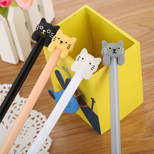 

5pcs 0.5mm black ink cartoon long ear cats plastic signature gel pen stationery office school writing supply kids neutral pens