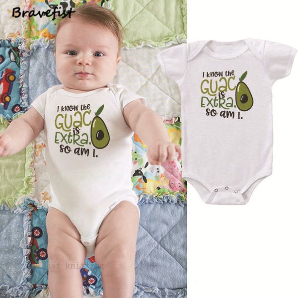 

newborn onesie summer baby boys clothes girls clothing cotton short sleeve avocado kids bodysuits 0-24months o neck outfits, White