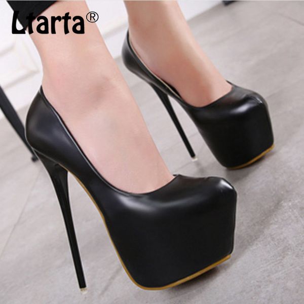 

ltarta 2019 women round toe super high heel women's shoes shallow mouth waterproof platform shoes heels women my258-102-cwf, Black