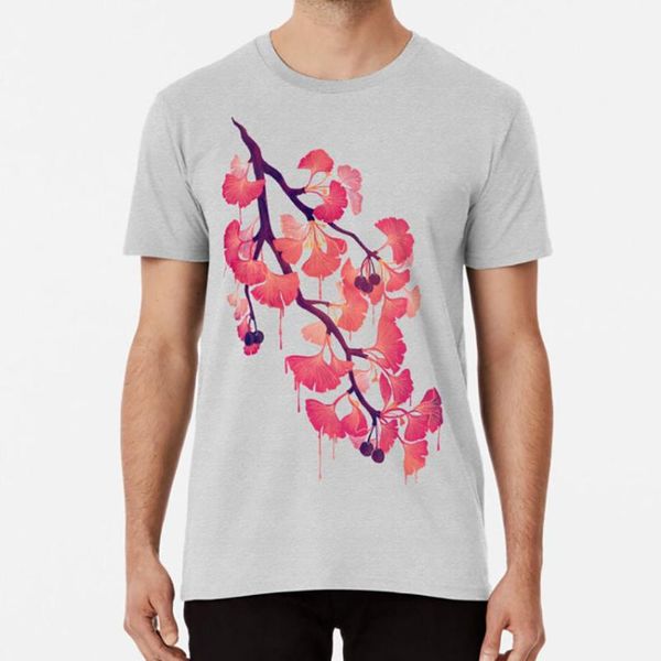 

o гинкго тенниска гинкго гинкго дерево цветочный расплав ягоды флоры акварель весна лето, White;black