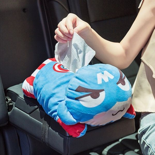 

cartoon plush armrest car tissue box car sun visor tissue paper holder auto seat back hanging paper napkin container