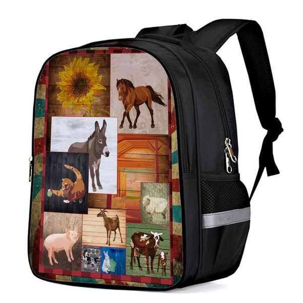

ретро фермерский дом животных древесины зерна рюкзак дети школьные сумки мужчины женщины путешествия рюкзаки для девочек-подростков мальчико