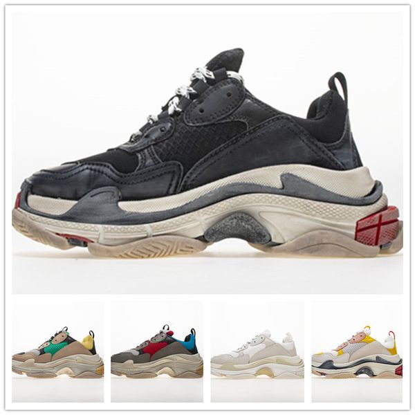 

2019 Мода Paris 17FW Triple-S Кроссовки Triple S Повседневная Роскошная Папа Обувь для Мужчин / Женщин Бежевый Черный Спортивный Теннис Кроссовки 35-45