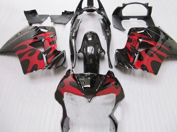 Motorradverkleidungsset für Honda VFR800RR 98 99 00 01 VFR 800 1998 2001 ABS Rote Flammen schwarz Verkleidungsset + Geschenke HW24