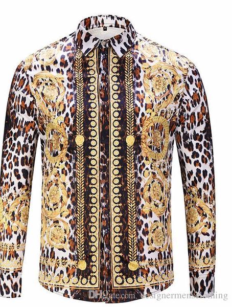 

luxury fashion flora leopard print mens shirts designer lapel neck long sleeve luxury men casual tees, White;black