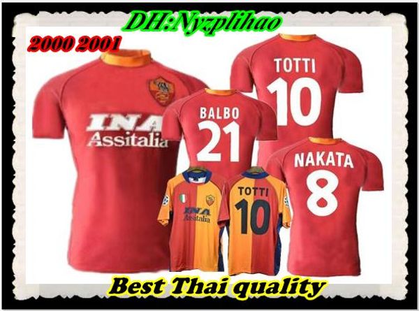 

2000 2001 retro roma occer jer ey 2001 totti bati tuta candela montella hirt cla ic commemorate collection vintage rome maglia da calcio, Black;yellow