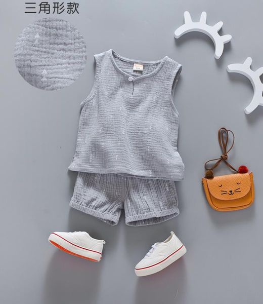 

хлопок и лен мальчик и девочка костюм летний жилет без рукавов шорты 2 шт костюм дети 2020 новая одежда дети младенцы 2, White