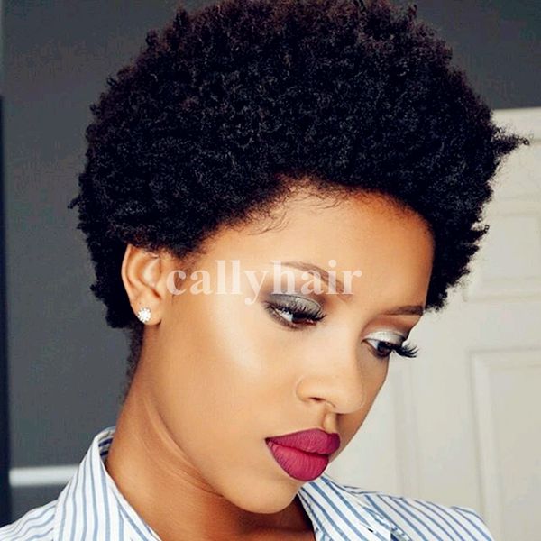 Brazilian Virgin Hair Lace Wigs Afro Short Pixie Cut Wigs Glueless