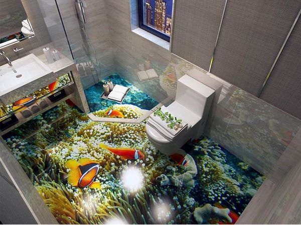 

морской мир клоун рыба напольная плитка 3d полы из пвх водонепроницаемый роспись пола росписи на заказ фото 3d настенные фрески обои