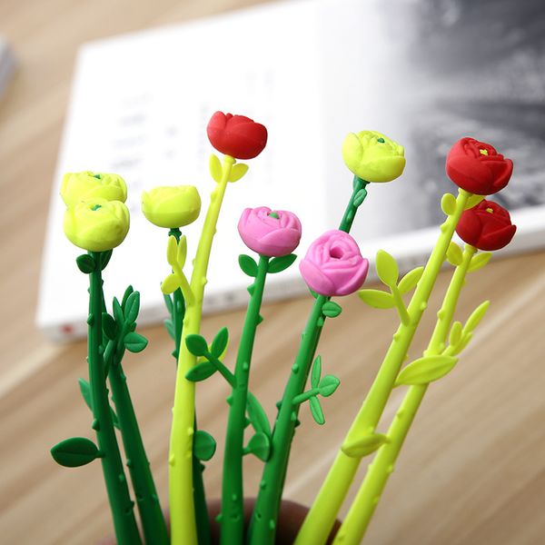

cute creative rosebud black neutral pen 0.5mm black ink gel pens writing office school supplies stationery