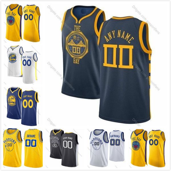 

2019 printed nba golden state warriors 1 russell 30 curry 5 looney 23 green 35 durant 9 iguodala basketball jersey, Black